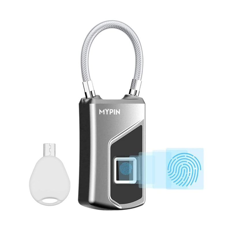  [AUSTRALIA] - Fingerprint Lock with Key Backup, Smart keyless Waterproof Fingerprint Padlock Ideal for Gym, Door, Luggage, Suitcase, Backpack, Bike, Office