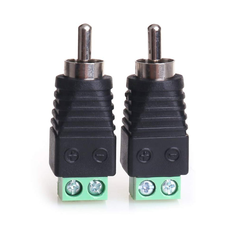  [AUSTRALIA] - MOBOREST RCA Cable Audio Adapter, Phono RCA Male Plug to AV Screw Terminal Audio/Video Speaker Wire connectors Solderless Adapter(RCA Male-2pack) Solder free RCA Male-2pack