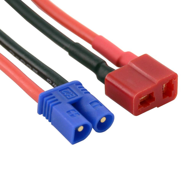 [AUSTRALIA] - OliRC 4pcs EC2 Male to T-Plug Deans Style Female Connector Adapter with 5cm 2in 16awg Wire(C36-4)