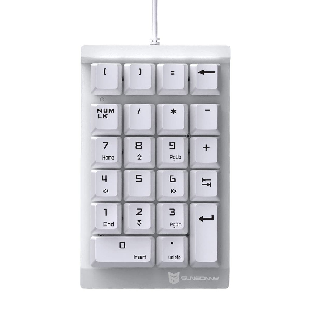  [AUSTRALIA] - Mechanical Numeric Keypad Wired Keypad 22 Keys(20%) Mini Numpad with OUTEMU Red Switch Extended Layout by Qisan for Banking, Financial Securities-White