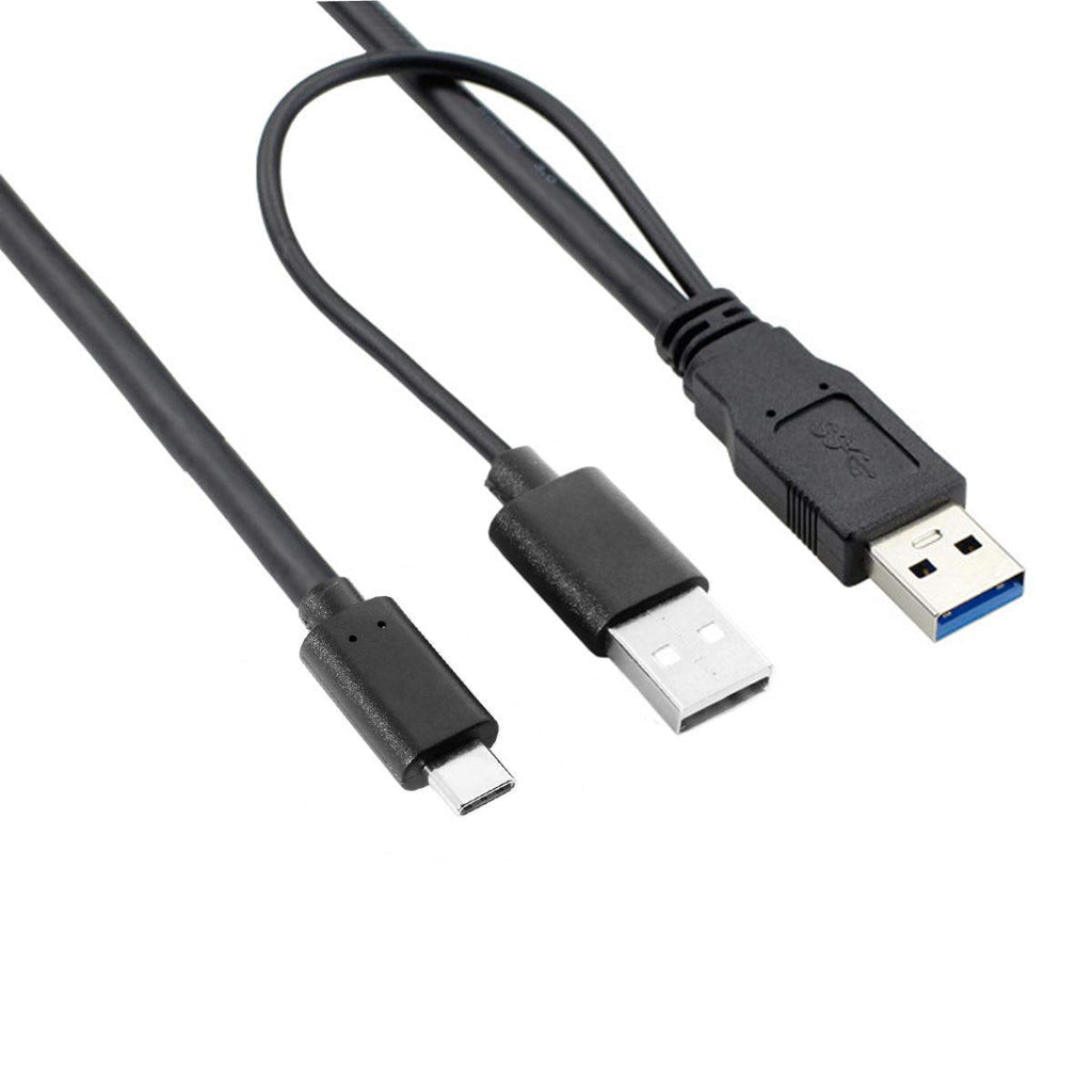  [AUSTRALIA] - CY Type-C USB-C to USB 3.0 Male & USB 2.0 Dual Data Y Cable for Laptop & Hard Disk 60cm Black USB3.0