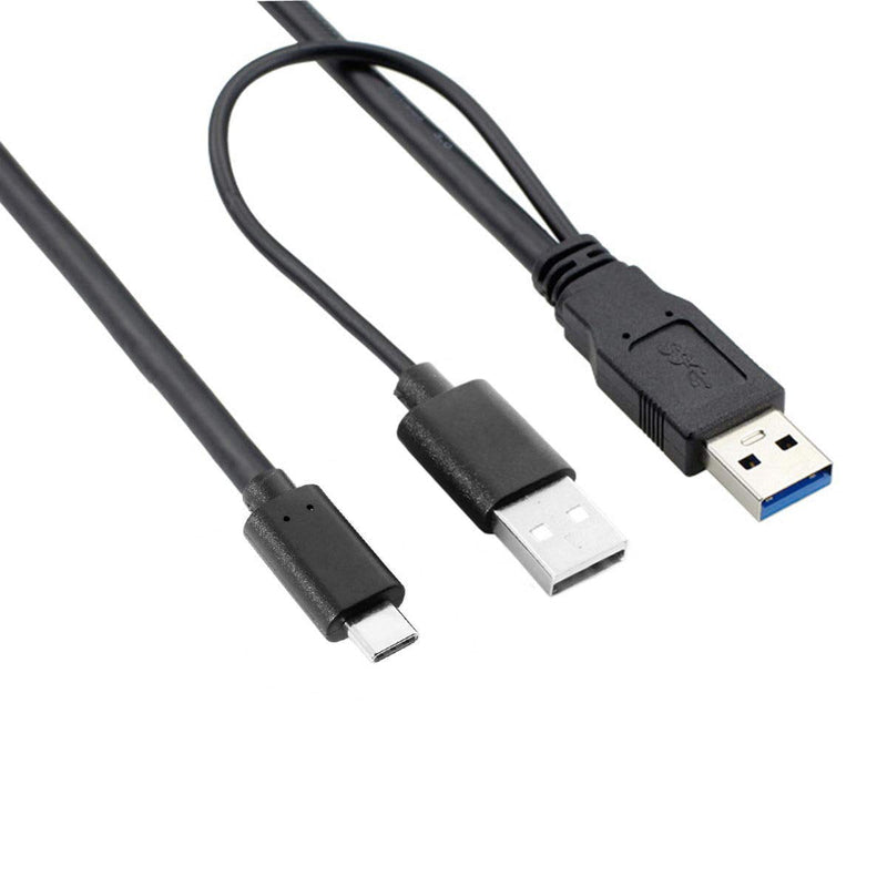  [AUSTRALIA] - CY Type-C USB-C to USB 3.0 Male & USB 2.0 Dual Data Y Cable for Laptop & Hard Disk 60cm Black USB3.0