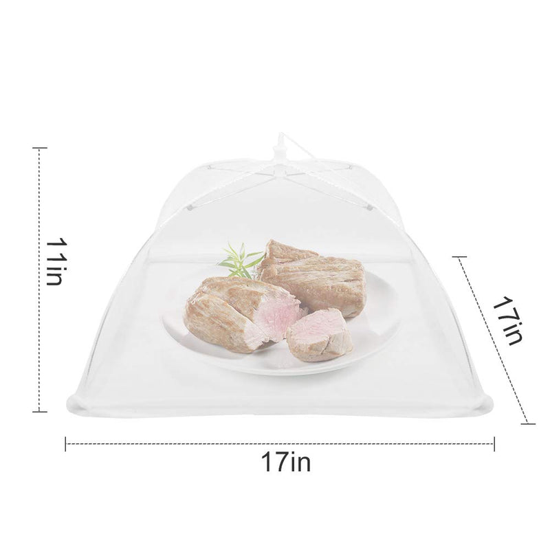  [AUSTRALIA] - Pop-Up Mesh Screen Food Cover Tent Umbrella, SPANLA 8 Pack Food Cover Net for Outdoors, Screen Tents, Parties Picnics, BBQs, Reusable and Collapsible Reusable and Collapsible,17 Inches White