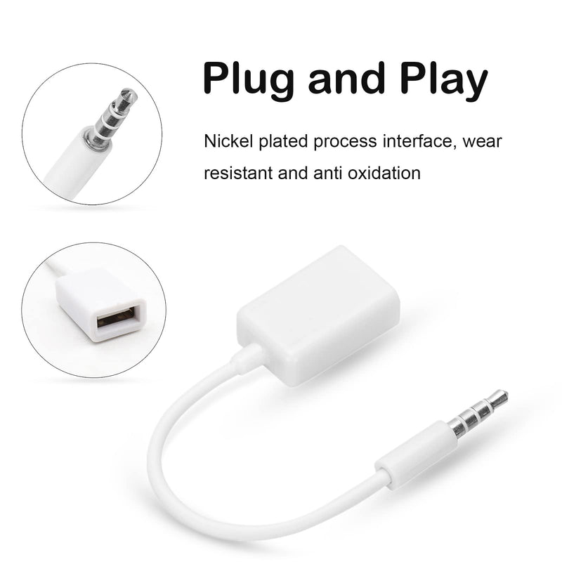  [AUSTRALIA] - ASHATA Audio Cable 3.5mm Male Jack to USB Female, USB Female to Aux Jack Male Audio Cable 3.5mm Auxiliary Adapter Converter Cable for CD Player, PC, Mobile Phone, MP3, etc