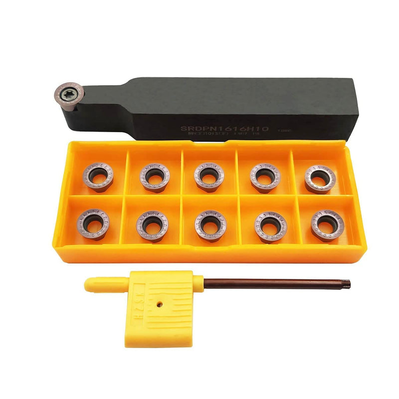  [AUSTRALIA] - ASZLBYM 11pcs RPMT10T3 MOE R5 Indexable Carbide Milling Inserts Blade Milling Cutter with 5/8"/16mm SRDPN1616H10 Indexable Carbide Milling Tool Holder Metal Lathe Cutting Tools