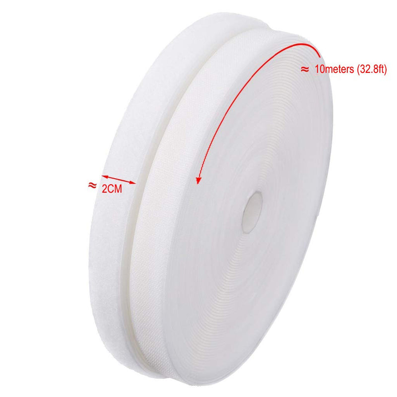  [AUSTRALIA] - 3/4'' Width x 10Meters Length White Sew On Hook and Loop Tape Fastening Nylon Fabric Tape (White, 3/4 Inch x 10 Meters)