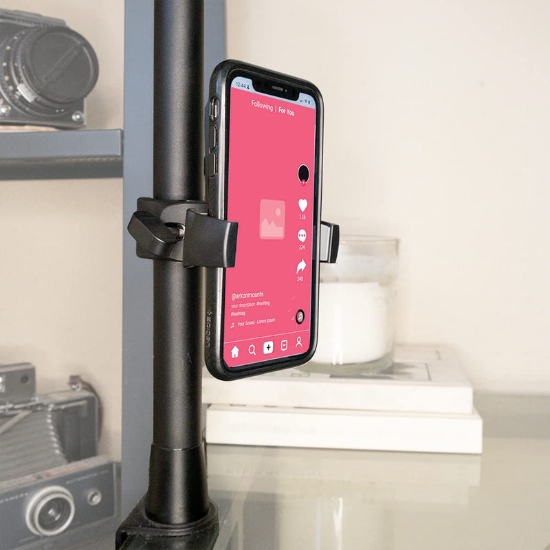  [AUSTRALIA] - ARKON Mobile Grip 5 Phone Clamp Post Mount for iPhone 11 XS XR X Galaxy S20 S10 S9 Retail Black, MG531