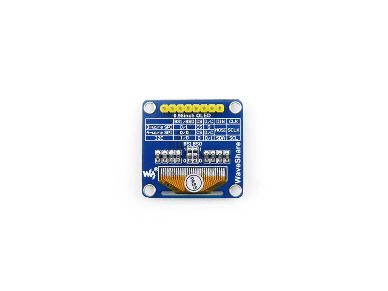  [AUSTRALIA] - Waveshare 0.96inch OLED SPI/I2C Interfaces with Straight/Vertical Pinheader 1/4 Yellow Section 3/4 Blue Section Hardware Platforms Such as Raspberry Pi/Jetson Nano/Arduino/STM32