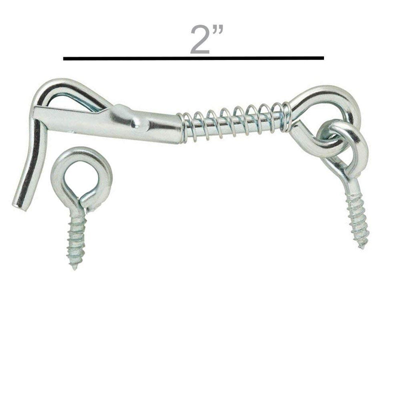 Safety Latch, Hook & Eye with Spring, Zinc, 2 Inch [1860-10FBA] Eye Distance can Vary from 2.1/4" to 2.1/2" 10 Pack ALDABA o GANCHO para Puerta - LeoForward Australia