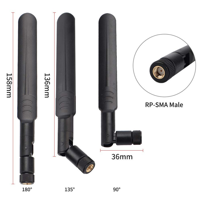 2 x 6dBi 2.4GHz 5GHz Dual Band WiFi RP-SMA Male Antenna+2 x 35CM RP-SMA IPEX MHF4 Pigtail Cable for M.2 NGFF WiFi WLAN Card - LeoForward Australia