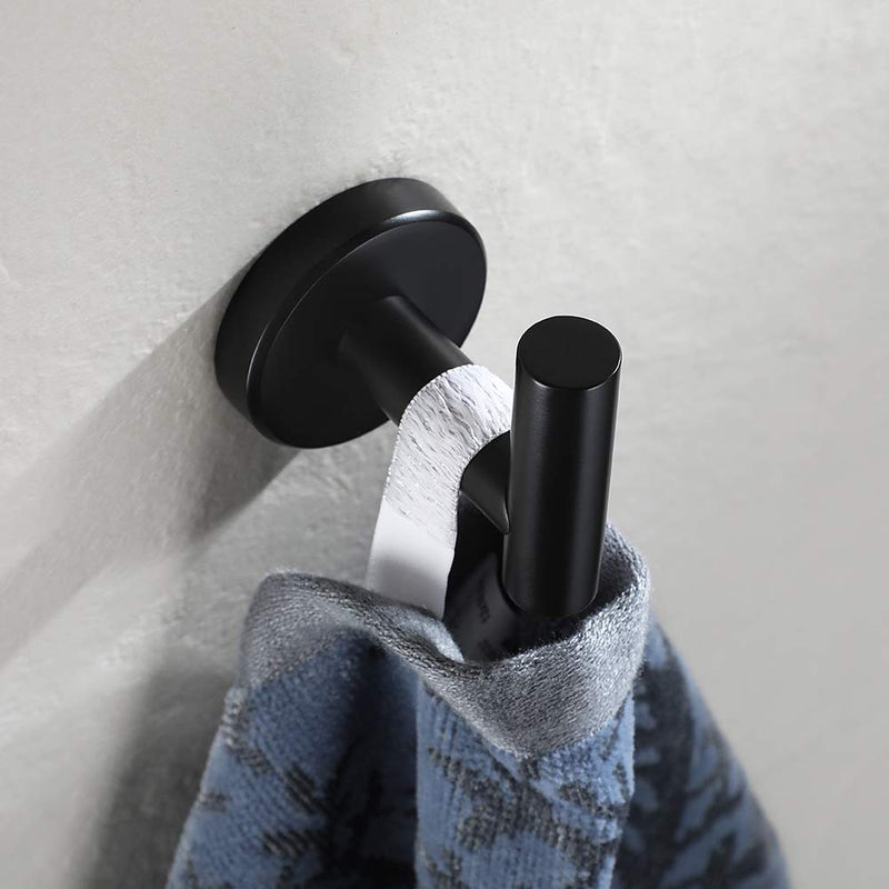  [AUSTRALIA] - JQK Black Bathroom Towel Hook, Coat Robe Clothes Hook for Bathroom Kitchen Garage Wall Mounted, 304 Stainless Steel Matte Black, TH100-PB 1