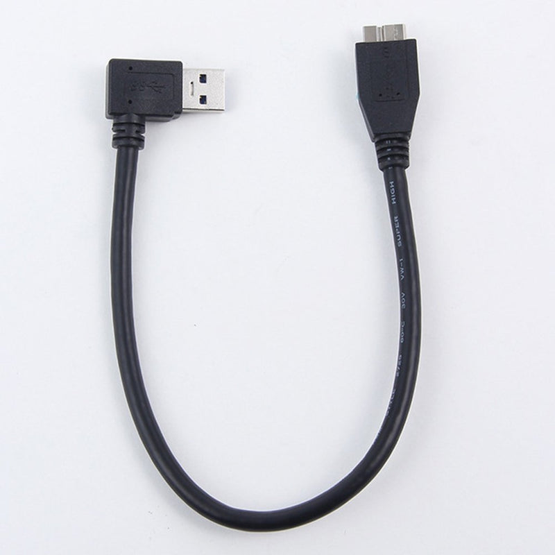 Bluwee SuperSpeed USB 3.0 Cable - Right Angle 90 Degrees Type A Male to Micro-B Cable Cord - 1ft(30cm) - Round Black(OD 6.0mm) Black 30cm - LeoForward Australia