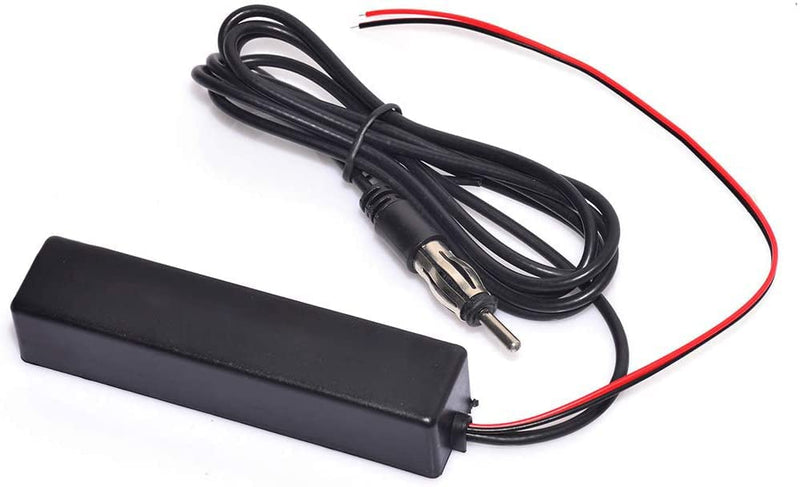  [AUSTRALIA] - Bingfu Universal Car Stereo Amplified FM Radio Hidden Antenna & Signal Booster Amplifier Amp 12V Power Supply DIN Plug for Vehicle Truck SUV Car Audio Radio Stereo Media Head Unit Receiver