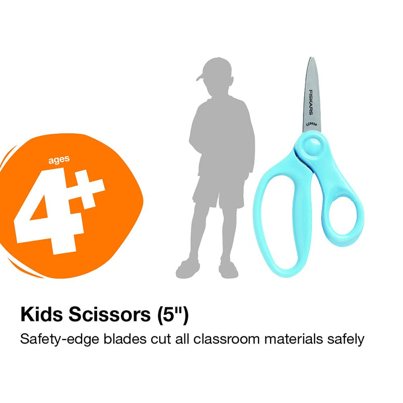  [AUSTRALIA] - Fiskars 194330 Back to School Supplies, Left Handed Kids Scissors Pointed-tip, 5 Inch, Blue Lighting