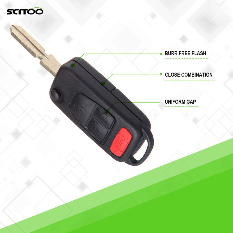 SCITOO 1X 4 Button Uncut Key Fob Keyless Entry Remote Shell CASE & Pad fit for Mercedes-Benz AMG SL600 AMG S500 SLK230 SLK32 ML430 94-05 (NCZMB1K 267102334) black - LeoForward Australia