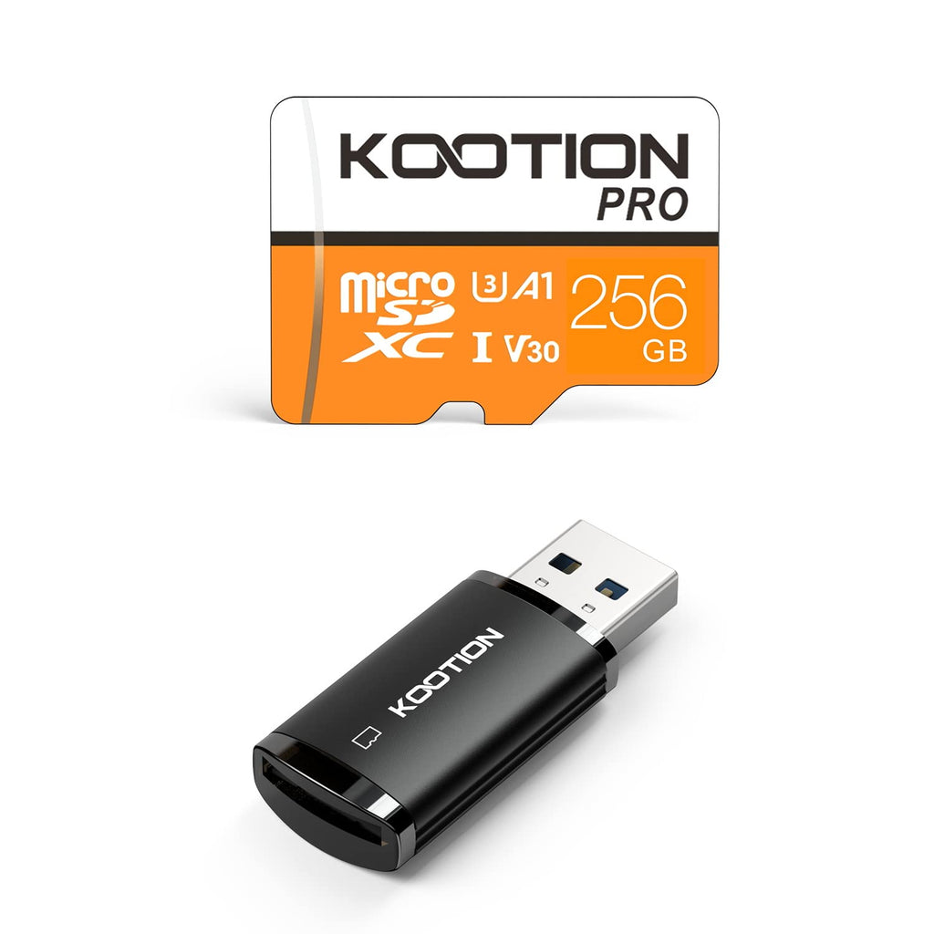  [AUSTRALIA] - KOOTION 256GB microSD Card + USB 3.0 Card Reader, UHS-I U3, A1, V30, Full HD & 4K UHD Flash Memory Card for Smartphones, Tablets, PC, Drone 9).USB Reader + 256G