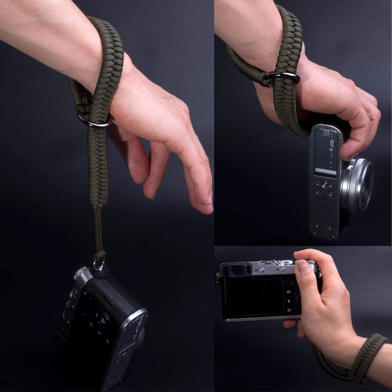  [AUSTRALIA] - VKO Paracord Camera Wrist Strap, Camera Hand Strap Compatible with Nikon Canon Sony DSLR SLR Mirrorless Cameras Green