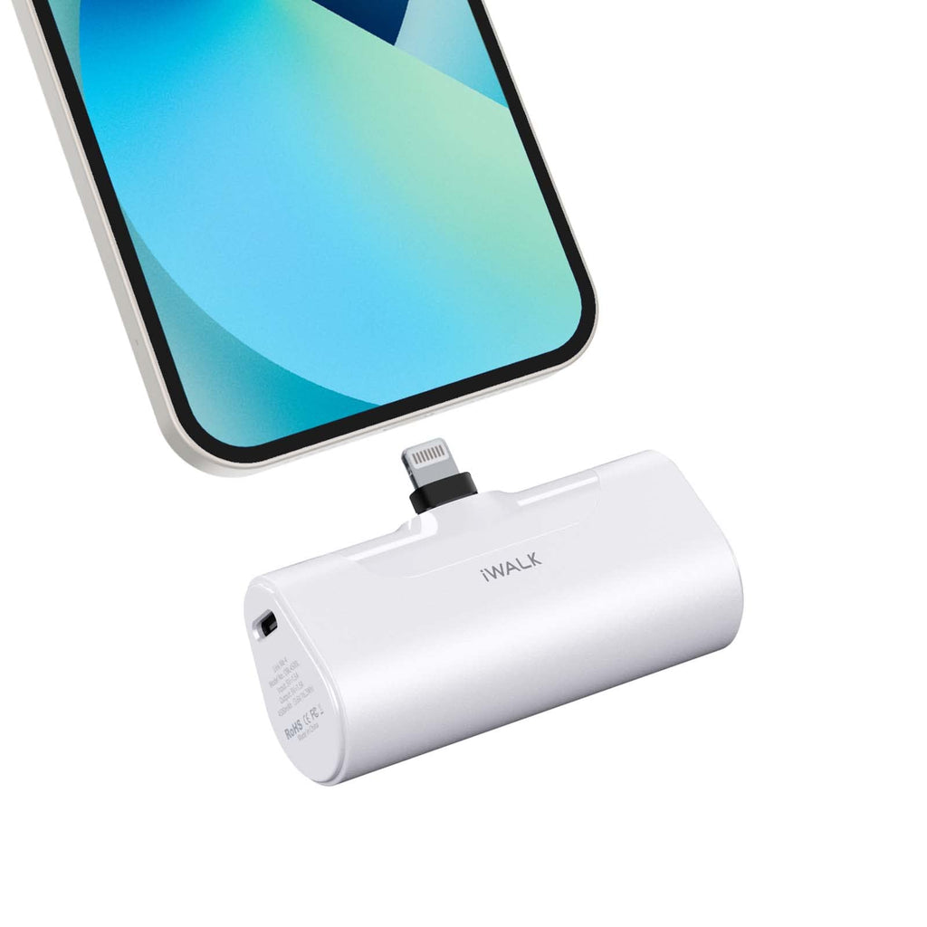  [AUSTRALIA] - iWALK Small Portable Charger 4500mAh Ultra-Compact Power Bank Cute Battery Pack Compatible with iPhone 14/14 Pro Max/13/13 Pro Max/12/12 Pro Max/11 Pro/XS Max/XR/X/8/7/6/Plus Airpods and More,White White