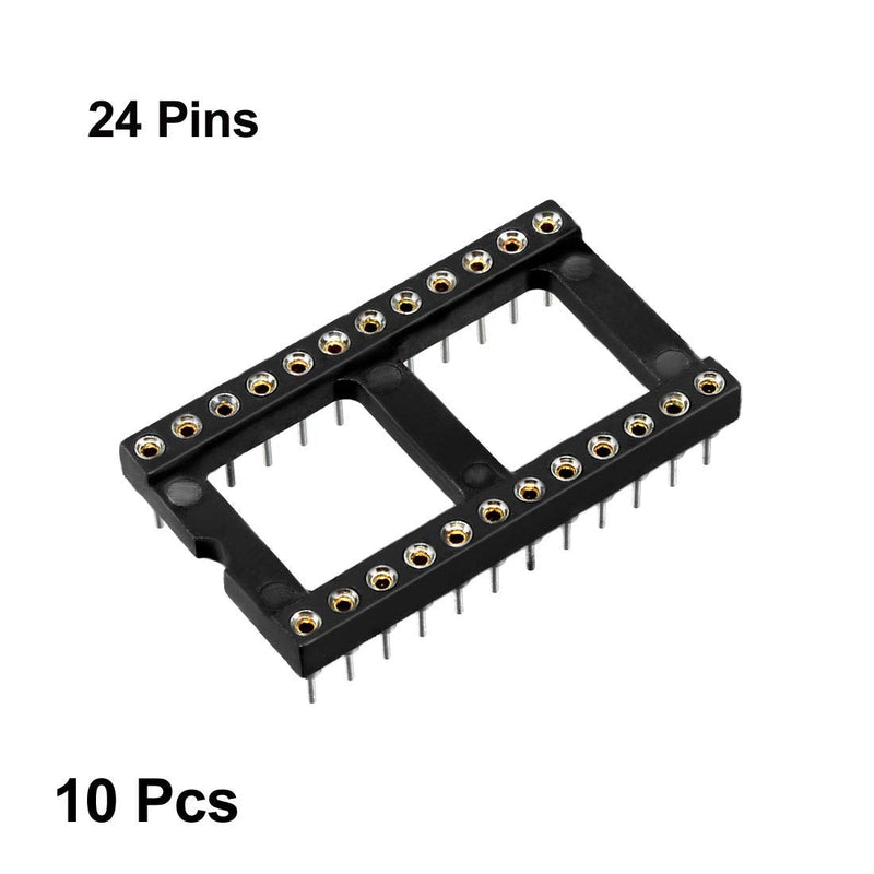  [AUSTRALIA] - uxcell 10pcs DIP IC Chip Socket Adaptor 2.54mm Pitch 15.24mm Row Pitch 2 Row 24 Round Pins Soldering