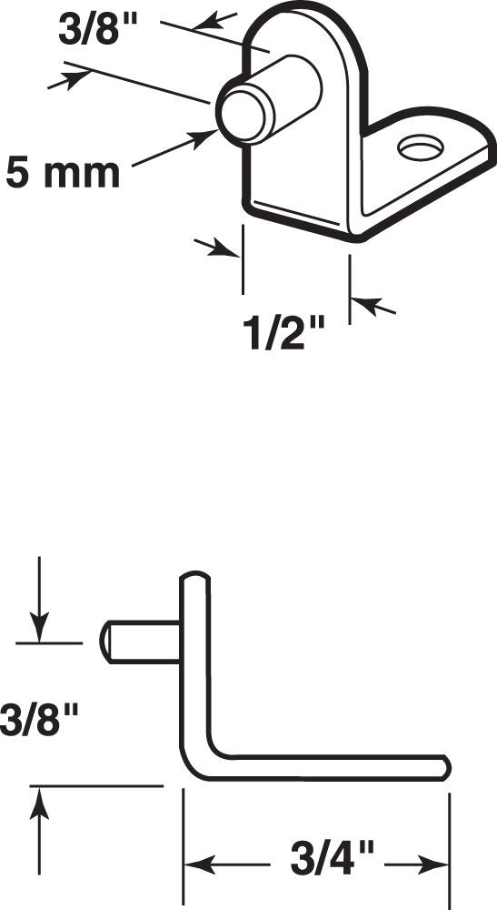  [AUSTRALIA] - Prime-Line Products U 10171 Shelf Support Peg, 5mm, Steel, Nickel Plated (Pack of 8)