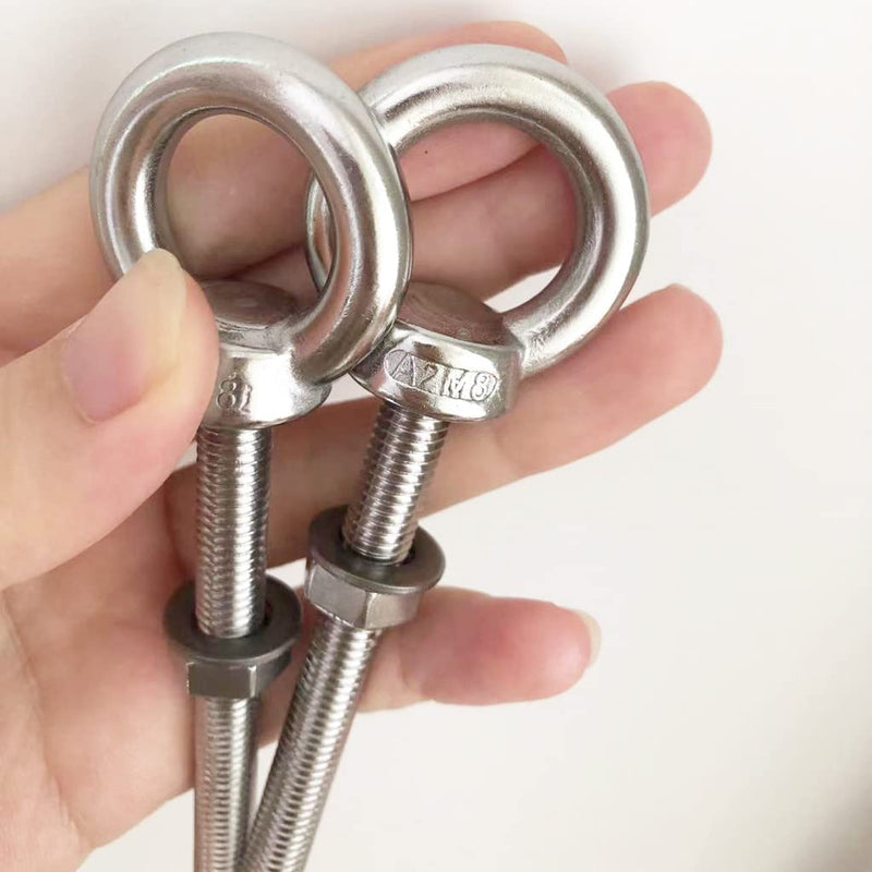  [AUSTRALIA] - HYXXYY Stainless Steel Eye Bolt, 4pack M8 Shoulder Eye Bolts 5/16" X 3.15"with Nuts and Washer Thread Lifting Ring Eyebolt 4pcs