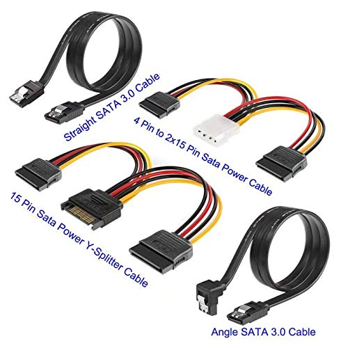  [AUSTRALIA] - SATA Cable, SATA Data Cable and SATA Power Splitter Cable (4 Pack) SATA III Cable 6.0 Gbps SATA 3.0 Cable,15 Pin Power Splitter Cable
