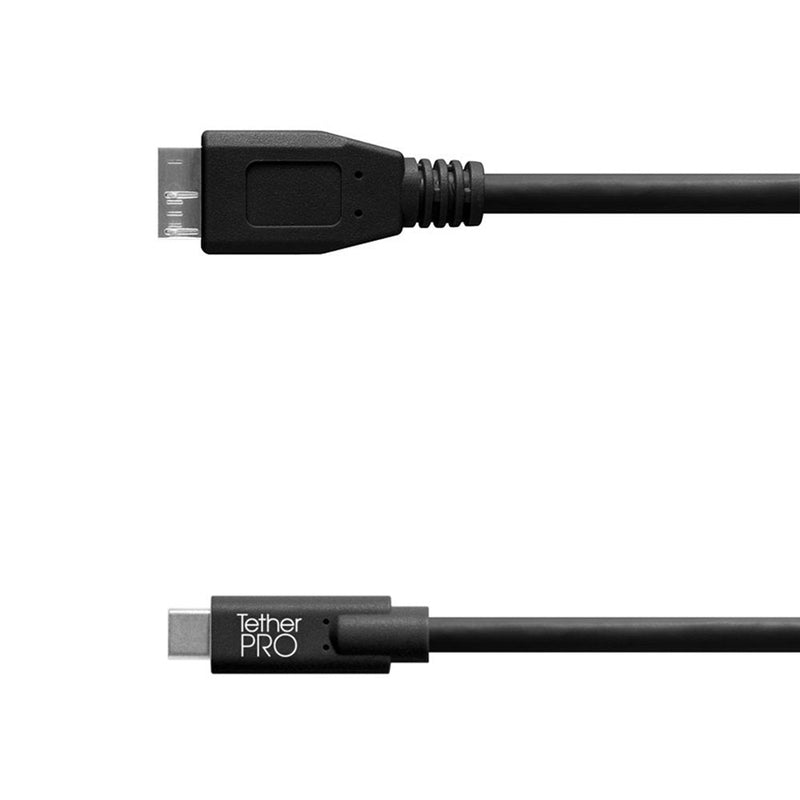  [AUSTRALIA] - TetherPro USB-C to 3.0 Micro-B, 15' (4.6m) (Black) Black
