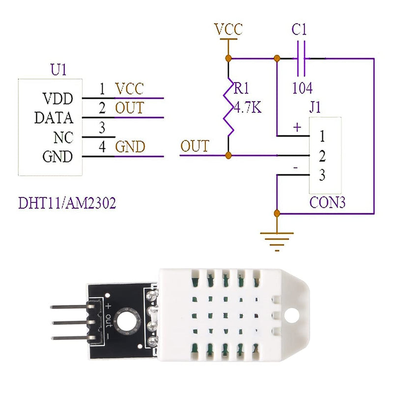  [AUSTRALIA] - DORHEA 2PCS DHT22 AM2302 Digital Temperature and Humidity Sensor Module Temperature Humidity Monitor Sensor 3Pins Module with Cable