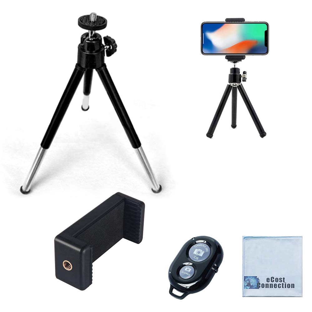  [AUSTRALIA] - eCostConnection 7" Extendable Mini Tripod + with Universal Smartphone Mount and Bluetooth Wireless Remote Control Camera Shutter for Smartphones & Microfiber Cloth b)Tripod + Mount + Remote