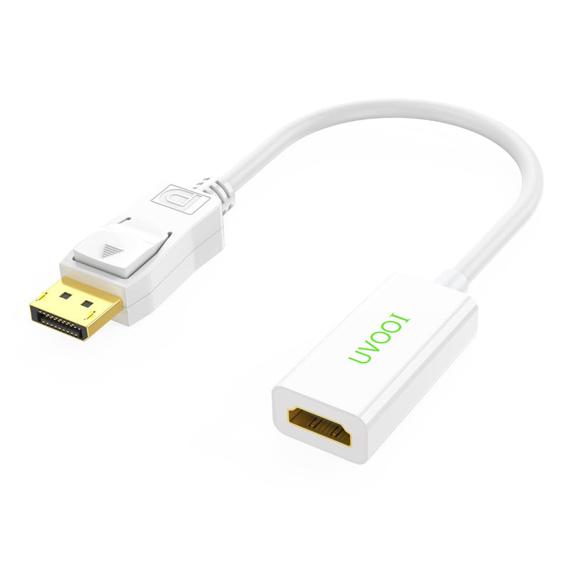  [AUSTRALIA] - DisplayPort DP to HDMI Adapter, UVOOI Display Port to HDMI Converter Adapter White (Male to Female) White Compatible for HP, Dell, GPU, AMD, NVIDIA and Other Brand 1