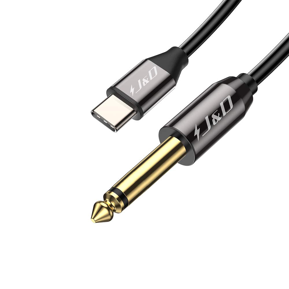  [AUSTRALIA] - J&D USB-C to 6.35mm 1/4 inch TS Audio Cable, Gold Plated USB Type C to 6.35mm 1/4 inch Male TS Mono Interconnect PVC Shelled Aux Adapter Cable, 3.3 Feet
