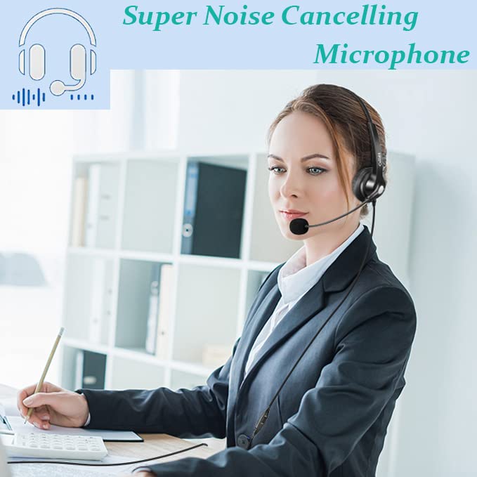  [AUSTRALIA] - Callez Telephone Headset with 2.5mm Jack and Microphone Noise Cancelling, Call Center Corded Phone Headset Compatible with Panasonic KX-TGE433B AT&T ML7939 Cisco SPA 303 Vtech Landline Cordless Phones
