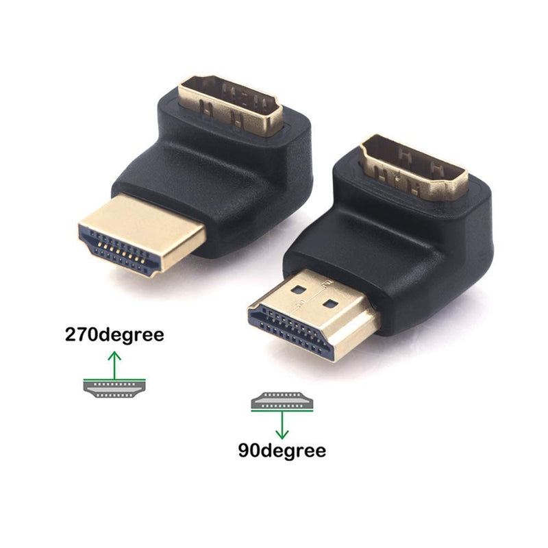  [AUSTRALIA] - VCE 2-Pack HDMI 90 Degree and 270 Degree Right Angle Male to Female Adapter Bundle with HDMI Swivel Adapter Male to Female HDMI Extension for Google Chrome Cast, Roku Streaming Stick