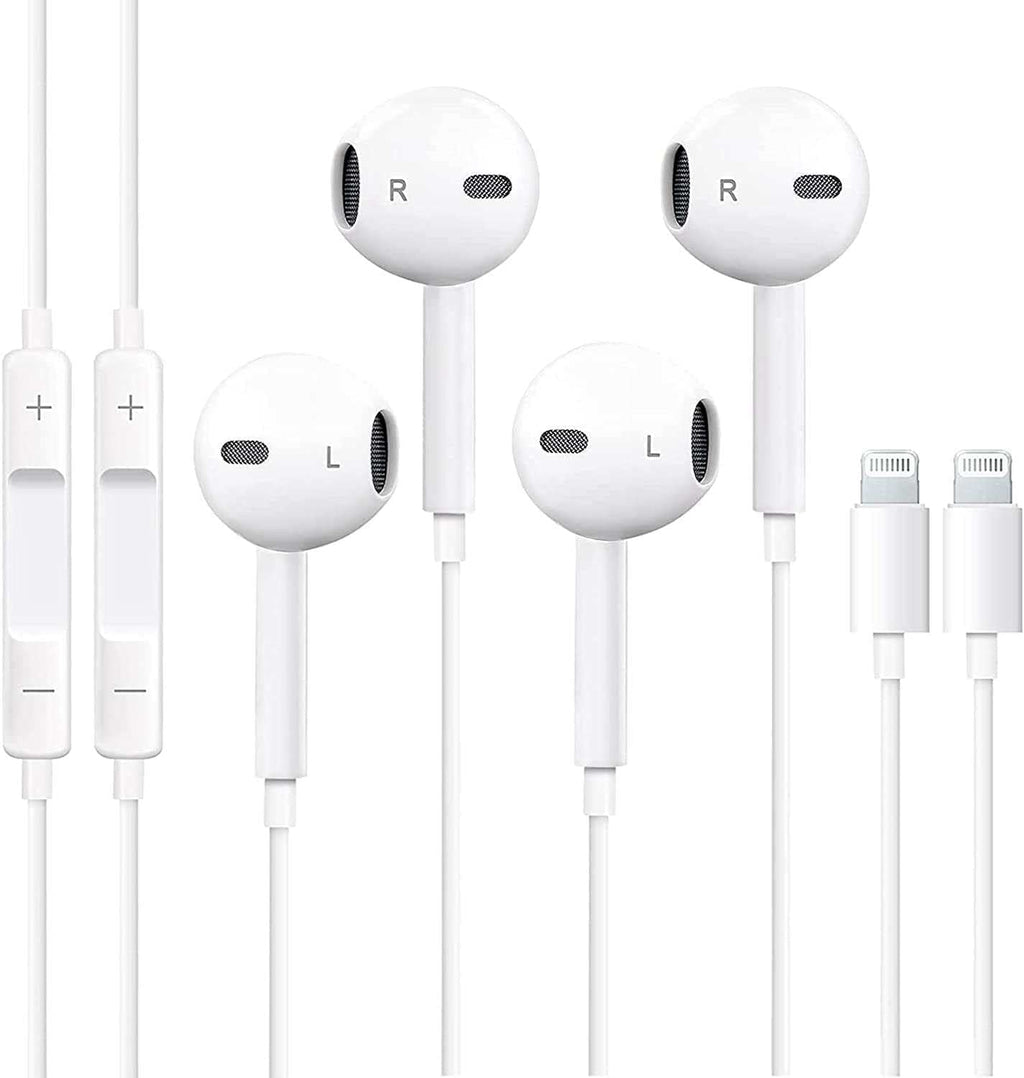  [AUSTRALIA] - 2 Pack-Apple Earbuds/Wired Earphones/iPhone Headphones/Lightning [Apple MFi Certified] Built-in Microphone & Volume Control Compatible with iPhone 7/8/X/11/12/13/14/Pro/Pro Max, Support All iOS System
