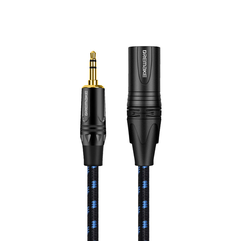  [AUSTRALIA] - DREMAKE 3.5mm Jack Stereo to XLR Male Mic Cable, 3FT XLR to 3.5mm Audio Cable, Unbalanced 3.5mm 1/8 Inch Male to XLR 3-Pin Male Interconnect Adapter Cord for PCs, Phones, Amplifier - Black Blue Tweed 3FT/1M