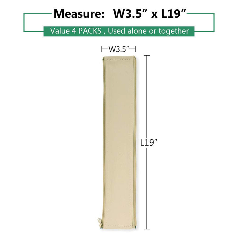  [AUSTRALIA] - StangH Cable Management Sleeve Organizer - 19 Inch Home and Office Zip-up Cable Sleeve Wire Organizer Flexible Cord Concealer Wrap, Electrical Cord Covers for TV/Computer/Desk, 4 Pieces -Beige 19"L x 3.5"W-4PACKS Beige