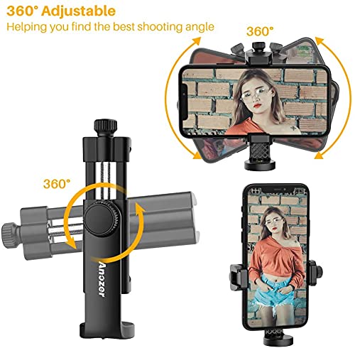 Anozer Tripod Cell Phone Mount Adapter, Universal Smartphone Tripod Mount with Cold Shoe, 360°Rotatable Phone Holder, Fits Tripod, Monopod & Selfie Stick, Compatible with iPhone, Samsung & All Phones - LeoForward Australia