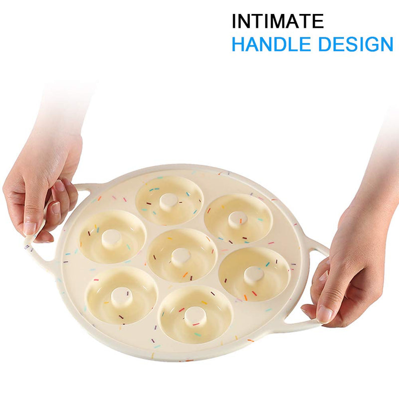  [AUSTRALIA] - Silicone Mini Donut Pan Cake Mold Doughnut Pans for Baking, No Stick 7-Cavity Small Donut Cake Pan with Handle (Small)