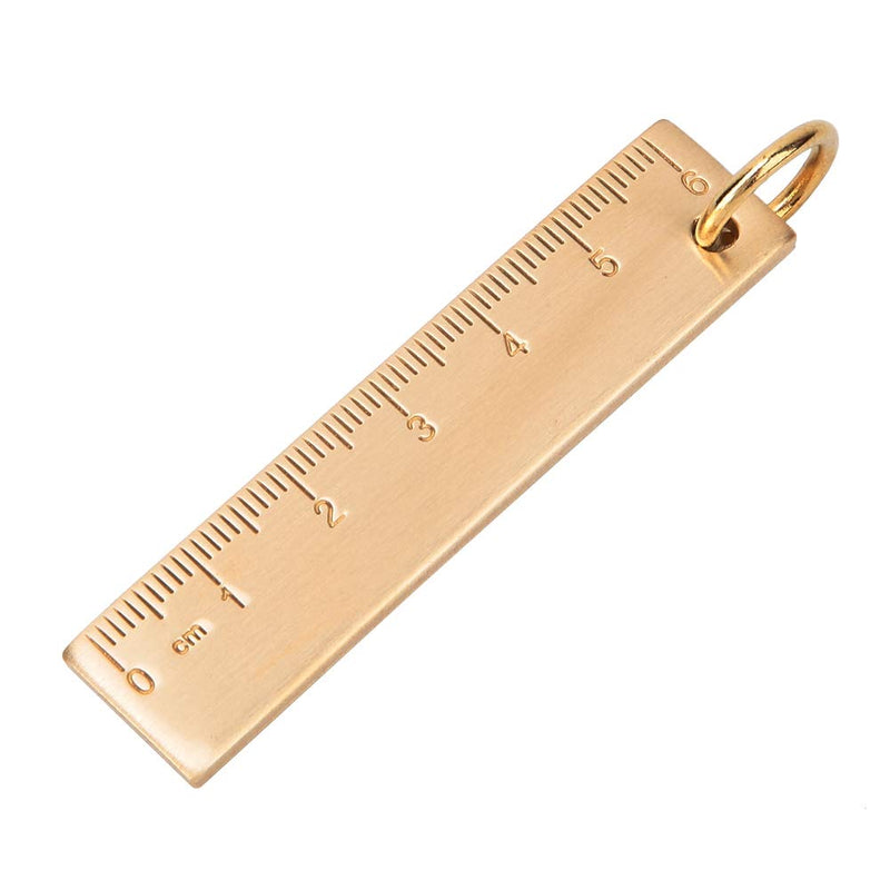  [AUSTRALIA] - Pssopp Mini Brass Ruler 6 cm Length 3mm Thickness Small Copper Feet Measuring Tool Brass Ruler Key Ornaments Pendants