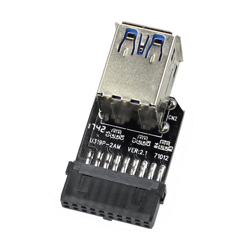  [AUSTRALIA] - JMT 20Pin to Dual USB3.0 Adapter Connverter Desktop Motherboard 19 Pin/20P Header to 2 Ports USB 3.0 A Female Connector Card Reader (Vertical Version) Vertical version