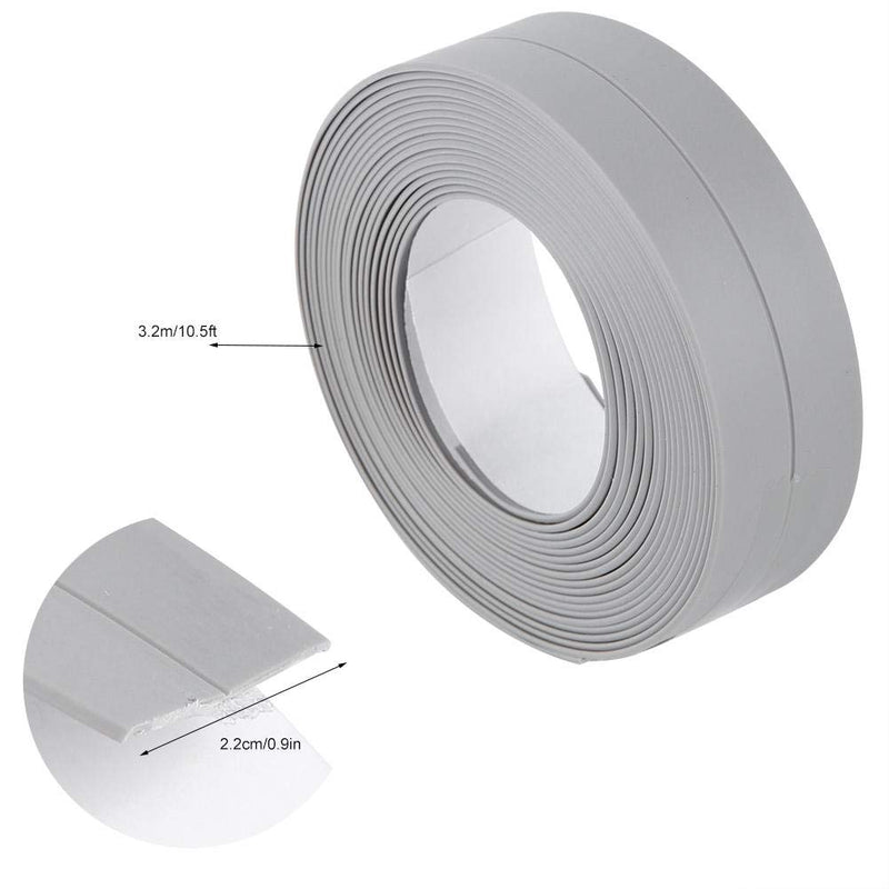  [AUSTRALIA] - Bewinner 3.2M White/Grey/Brown Sealing Strip, PVC Foldable Sealing Belt Waterproof, Self Adhesive Caulking Tape for Gas Stove, Sink, Basin, Bathtub and Walls(Brown) Grey