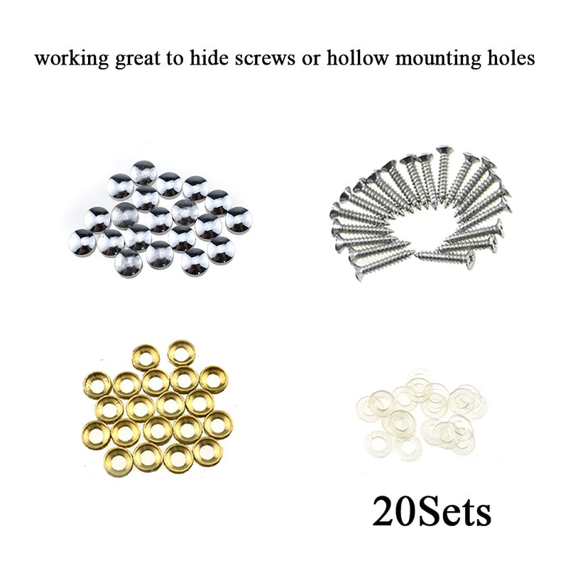  [AUSTRALIA] - Hahiyo 10mm Diameter Mirror Screws Brushed Stainless Steel Solid Easy Install Brass Washer Decorative Caps Fasteners Nails Silver 20 Pairs for Bathroom Mirrors Panels Kitchen Ceiling Arts Crafts 10mm-20sets-Silver