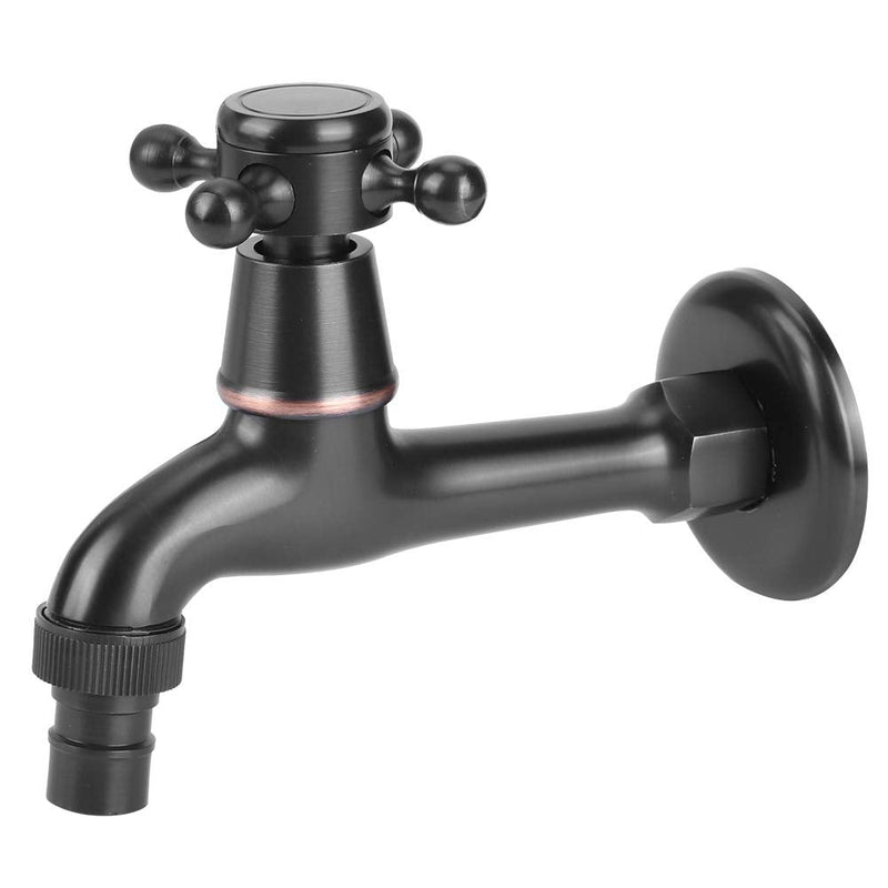  [AUSTRALIA] - Vintage Cold Water Garden Faucet, G1/2in Black Brass Faucet Wall Mounted Solid Cross Handle Basin Faucet for Bathroom