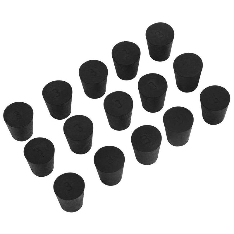  [AUSTRALIA] - 15-Pack (Same Size) Solid Rubber Stoppers - Size #3-23mm (0.90in) x 17mm (0.66in) - 26mm (1.02in) Long - Black Lab Plug