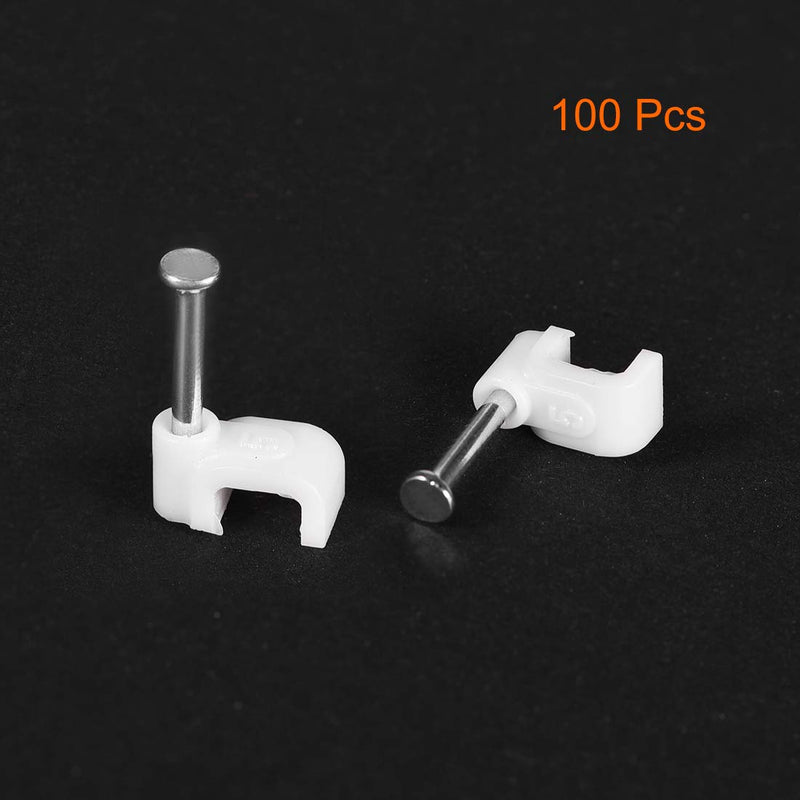  [AUSTRALIA] - uxcell Nail Cable Clips 5mm Clamps for Home Office Cords Management White 100Pcs