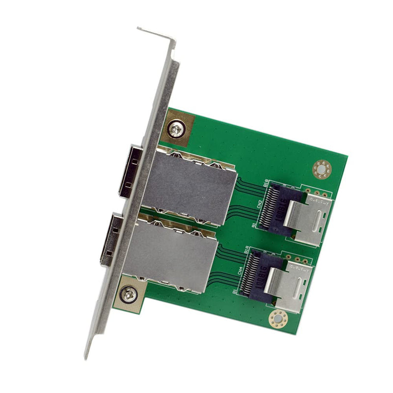  [AUSTRALIA] - Xiwai Dual Ports Mini SAS SFF-8088 to SAS 36Pin SFF-8087 PCBA Female Adapter with PCI Bracket Green SFF-8087 to SFF-8088