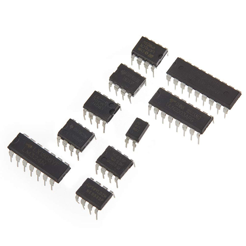 Bridgold 85 pcs 10 Types Integrated Circuit chip Assortment Kit,opamp,Single Precision Timer,pwm,Including:LM324 LM358 LM386 LM393 UA741 NE5532 NE555 PC817 ULN2003 ULN2803. - LeoForward Australia