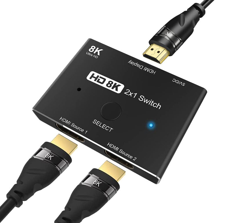  [AUSTRALIA] - Angusplay 8K HDMI Switch 2.1 Upgrade Version 2 in 1 Out Supports 8K@60Hz 4K@120Hz Video/ 48Gbps Data Transfer Compatible with PS5/PS4 Xbox Monitor and More
