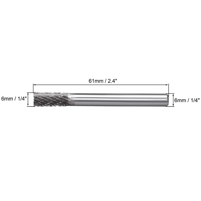 uxcell Tungsten Carbide Rotary Files 1/4" Shank, Double Cut Top Toothed Cylinder Shape Rotary Burrs Tool 6mm Dia, for Die Grinder Wood Soft Metal Polishing Model Engineering, 2pcs - LeoForward Australia