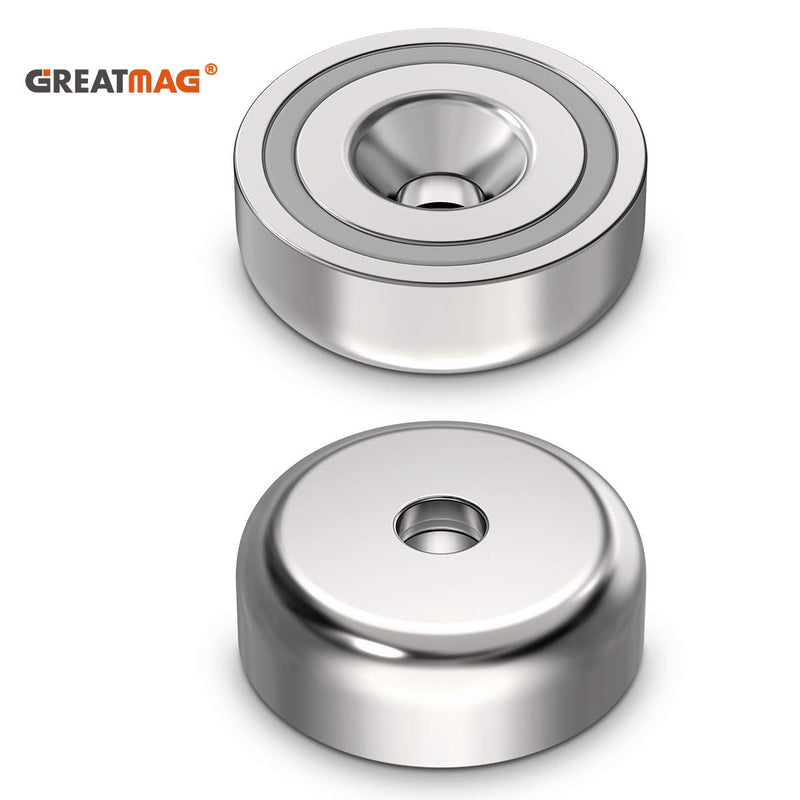 GREATMAG Cup Magnets with Countersunk Hole, Magnet with Screw, Industrial Strength Round Base Magnets, 60 lbs Holding Force, Pack of 12 - LeoForward Australia